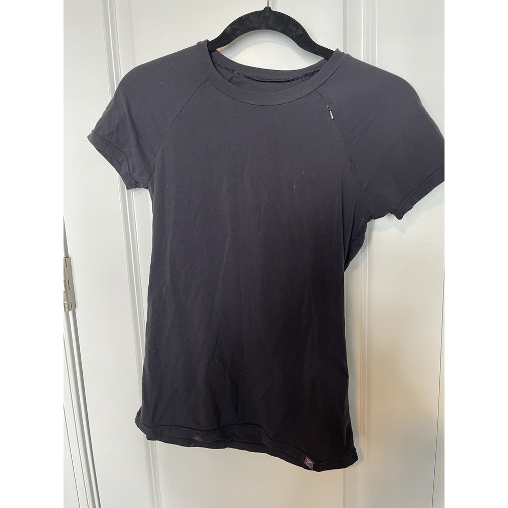 Zobha Womens Short Sleeve Black Shirt Size XS w Built in Bra and Zipper Pocket